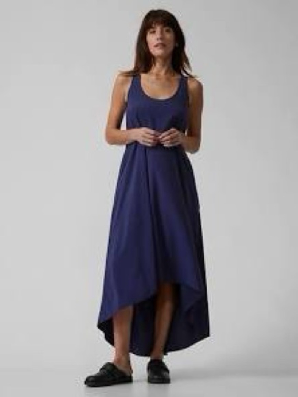 Athleta navy “Presidio” scoop-neck racer-back high-low maxi dress - EUC - Picture 13 of 16